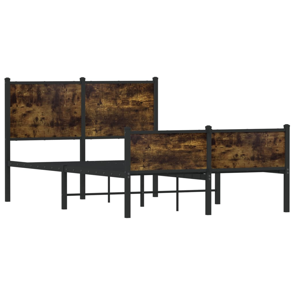 füstös tölgyszínű fém ágykeret matrac nélkül 120 x 190 cm (4007847)