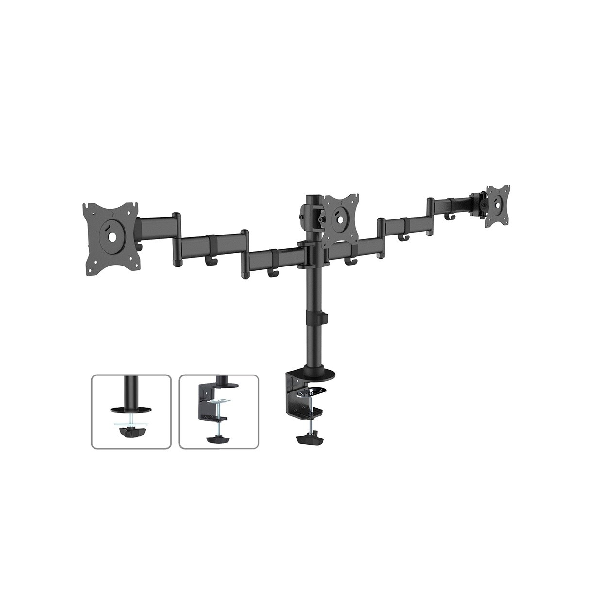 Maclean MC-691 13"-27" LCD TV/Monitor asztali tartó három készülékhez - Fekete (MC-691)