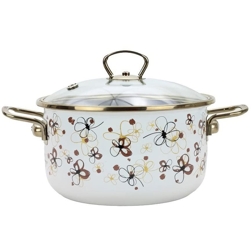 BELIS PREMIUM 16 cm / 1,5 l, zománcozott lábas + üveg fedő, krémszínű (8590191170467)