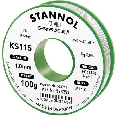 Ólommentes forrasztóón Sn99.3Cu0.7 100g 1 mm, Stannol KS115 (574006)