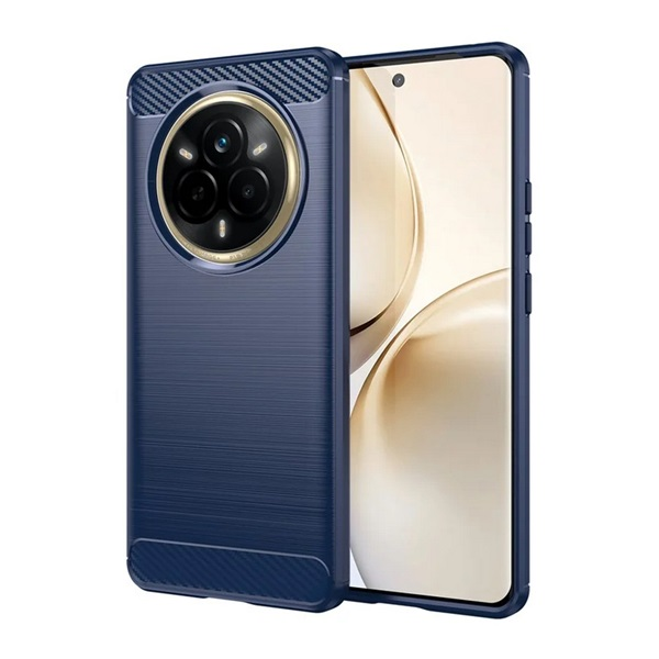 Szilikon telefonvédő (ütésállóság, légpárnás sarok, szálcsiszolt, karbon minta) SÖTÉTKÉK Realme 14 Pro "Gigapack csomagolás" (GP-168657)