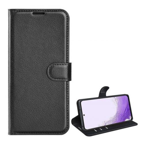 Samsung Galaxy S23 (SM-S911) Калъф стоящ, кожен ефект (FLIP, странично отваряне, функция за държач за бюро, премиум) ЧЕРЕН