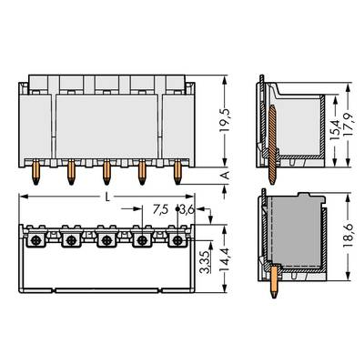 WAGO Stift ház panel 2092 Pólusok száma 3 Raszterméret: 7.50 mm 2092-3403/200-000 100 db (2092-3403/200-000)