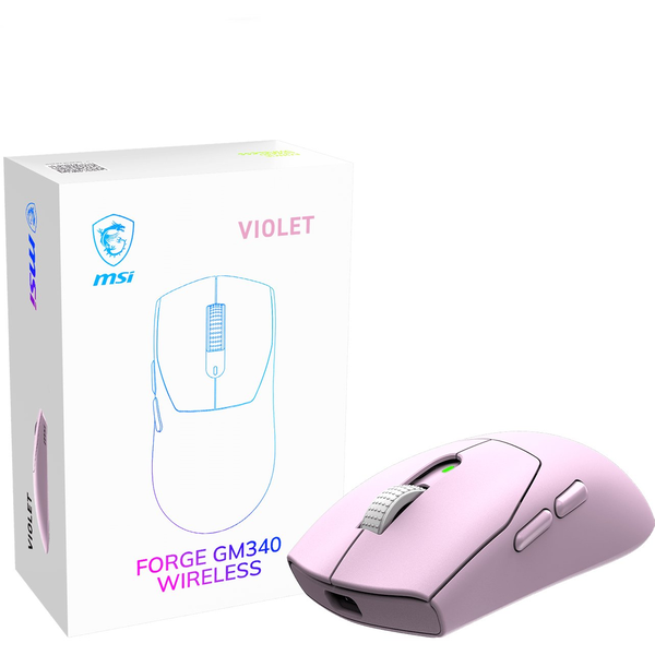 MSI Forge Gm340 Wireless Violet mus Spil Ambidextrous RF trådløs + Bluetooth Optisk 12000 dpi