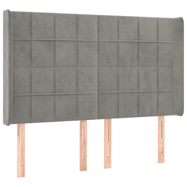 Tăblie de pat cu aripioare gri deschis 147x16x118/128cm catifea