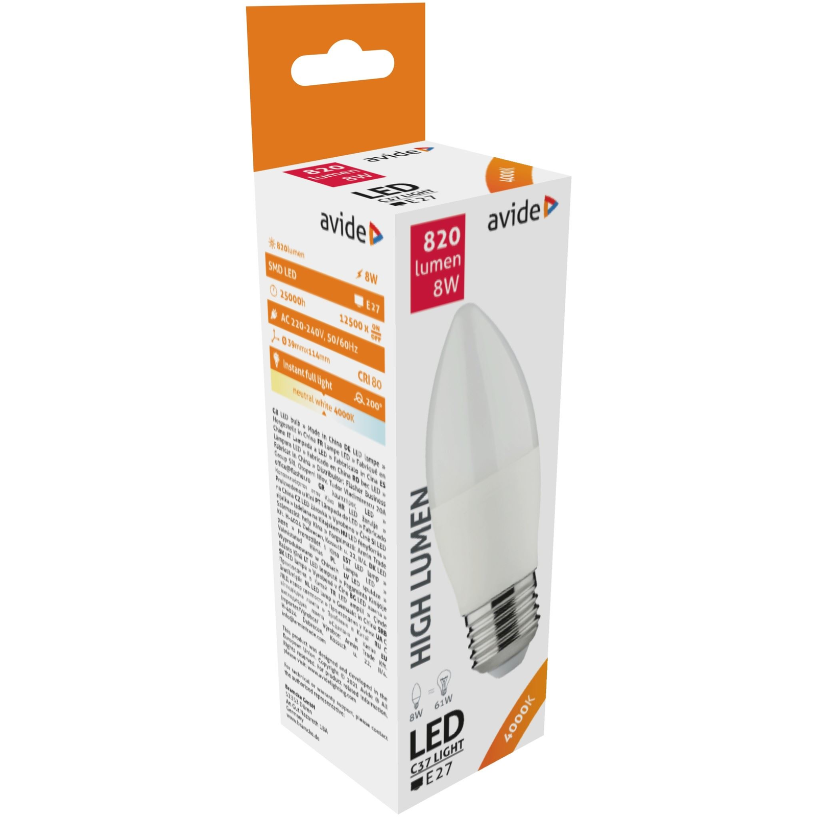 Avide LED Candle 8W E27 NW (ABC27NW-8W) (ABC27NW-8W)