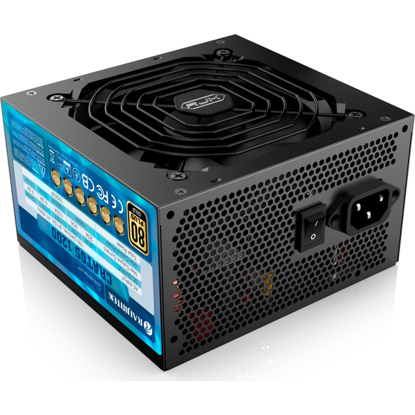 Sursa Raijintek Cratos 1200, ATX, 80+ GOLD, 1200W, 1x 120mm, PCIe 5.0, Full Modulara Negru