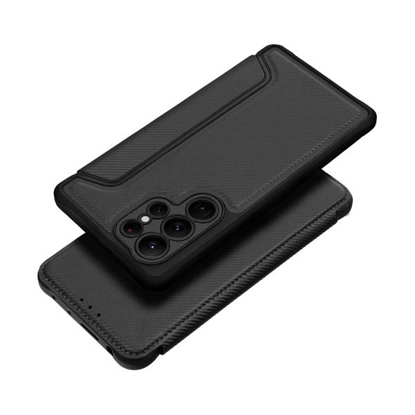 Xiaomi 12 Lite, калъф със странично отваряне, ъгъл с въздушна възглавница, кожен ефект, карбонов модел, Razor Book, черен (RS132163)