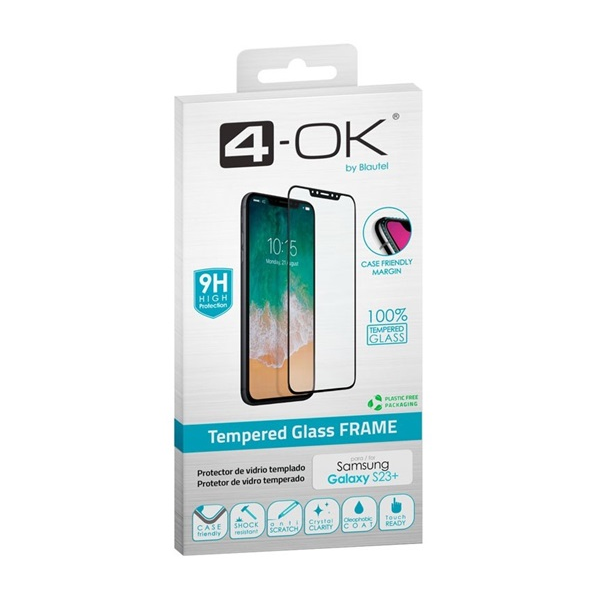 Samsung Galaxy S23 Plus (SM-S916) sticla de protectie pentru ecran din 4 piese (3d, compatibil cu carcasa, cititor de amprente, 9h) negru, PRF23P, ambalaj producator