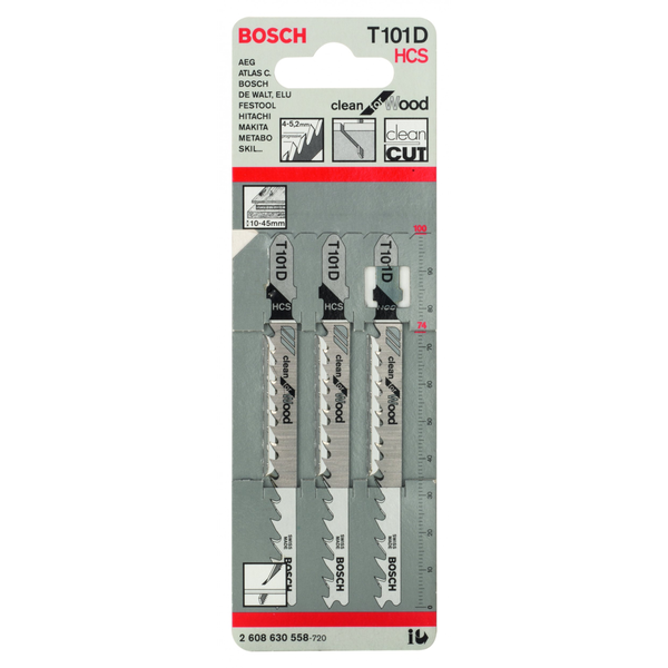 Bosch T 101 D dekopír fűrészlap fához 100x4,0/5,2mm 3db/cs