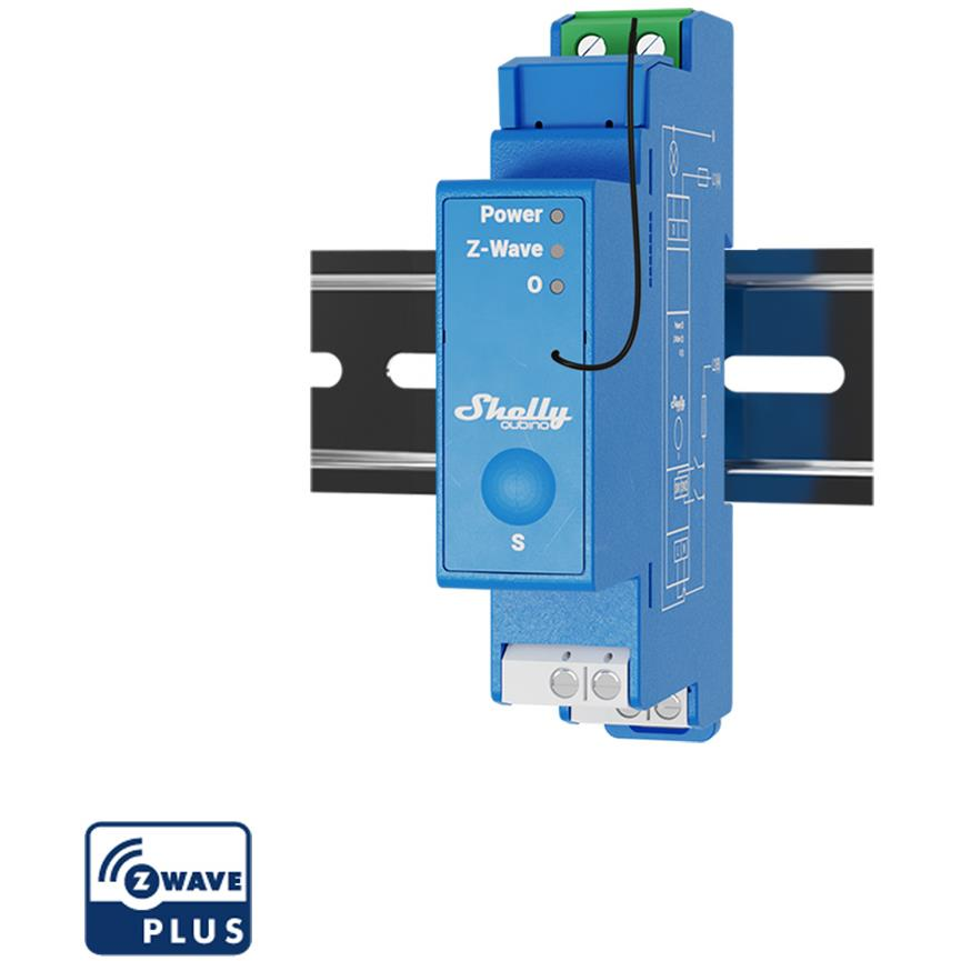 Shelly Wave 1, kapcsolómodul DIN-sínre, Z-Wave (SHELLY-WAVE-1-PRO)