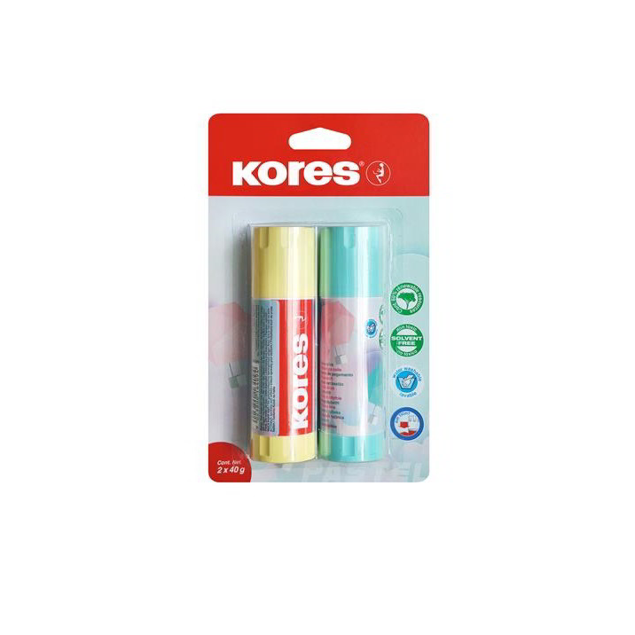 Kores Ragasztóstift pasztell színű tokban 2x40 g - vegyes színek (2 db /csomag) (12829)
