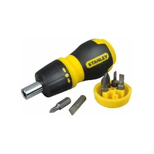 Магнитна отвертка с тресчотка Stanley STUBBY 0-66-358, 6 накрайника, Дължина 155 мм