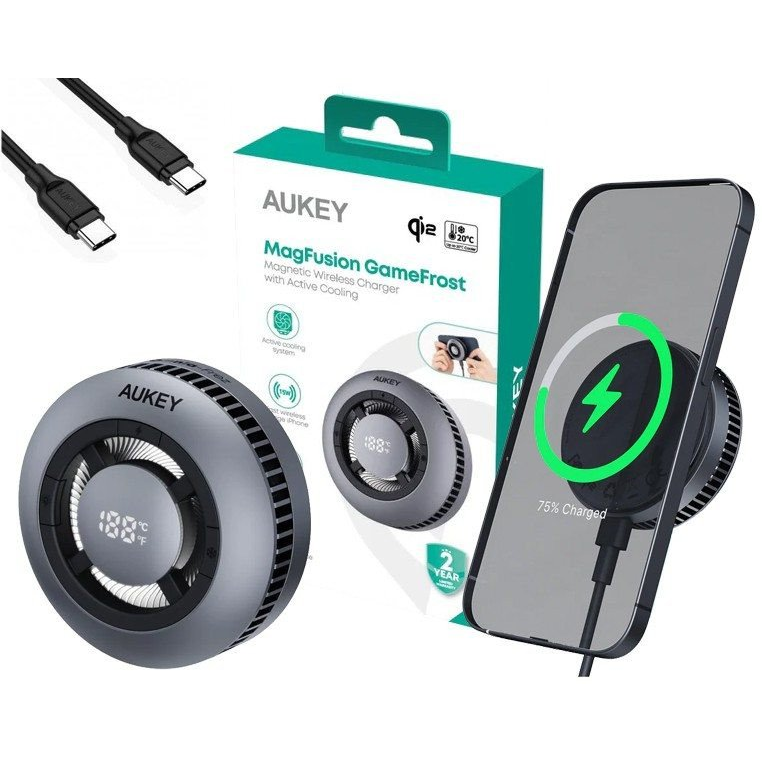 Aukey LC-G10 MagSafe Vezeték nélküli Töltő dokkoló 15W - Fekete (LC-G10)