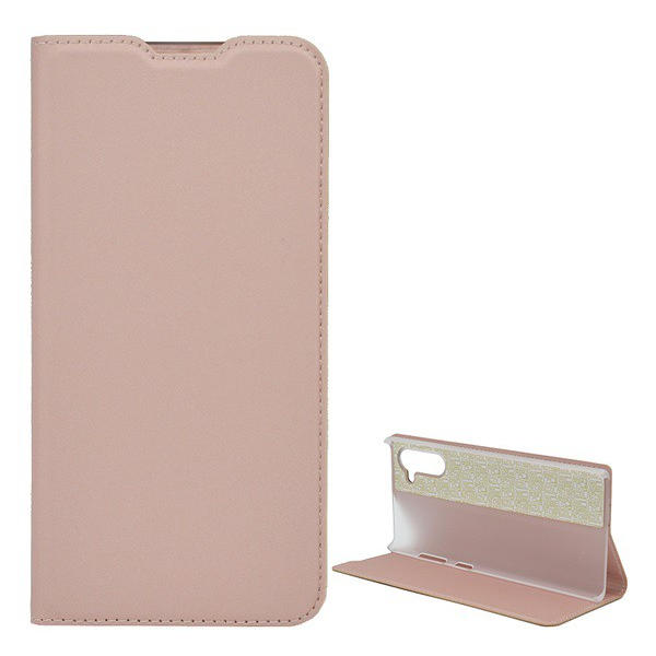Tok álló, bőr hatású (FLIP, oldalra nyíló, asztali tartó funkció) ROZÉARANY 2 [Samsung Galaxy Note 10 (SM-N970F)] (5996457904938)