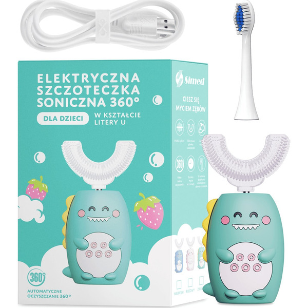 Simed S838 Szónikus Elektromos Fogkefe Gyerekeknek U-alakú Zöld