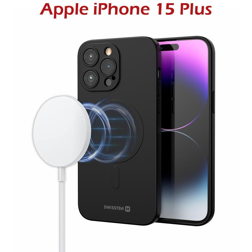 Swissten Soft Joy MagStick iPhone 15 Plus fekete tok (35500120)