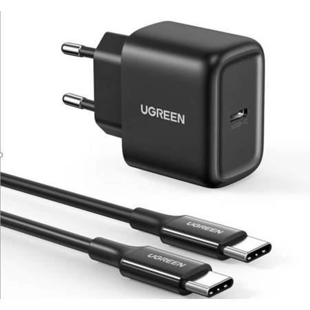UGREEN CD250 hálózati töltő 25W és USB-C - USB-C kábel 2m fekete (50581) (ugreen50581)