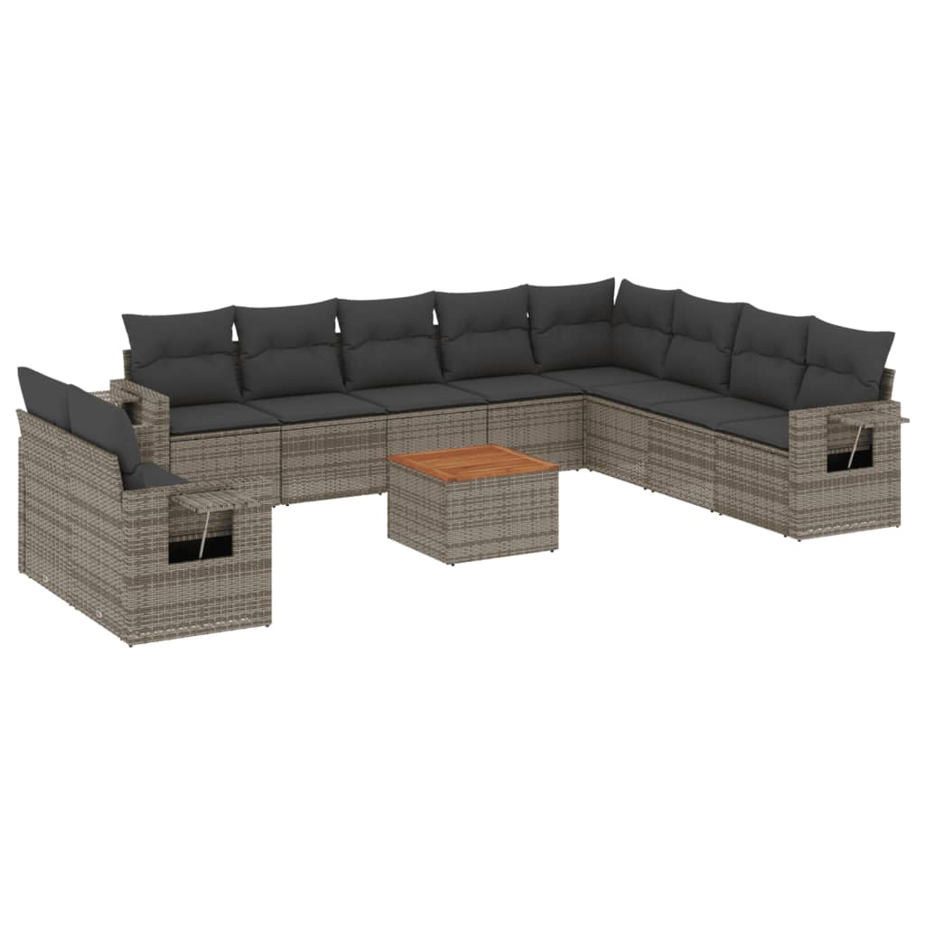 11 részes szürke polyrattan kerti ülőgarnitúra párnákkal (3256970)