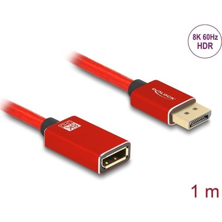 DELOCK DisplayPort Verlängerungskabel 8K 60Hz 1m rot Metall