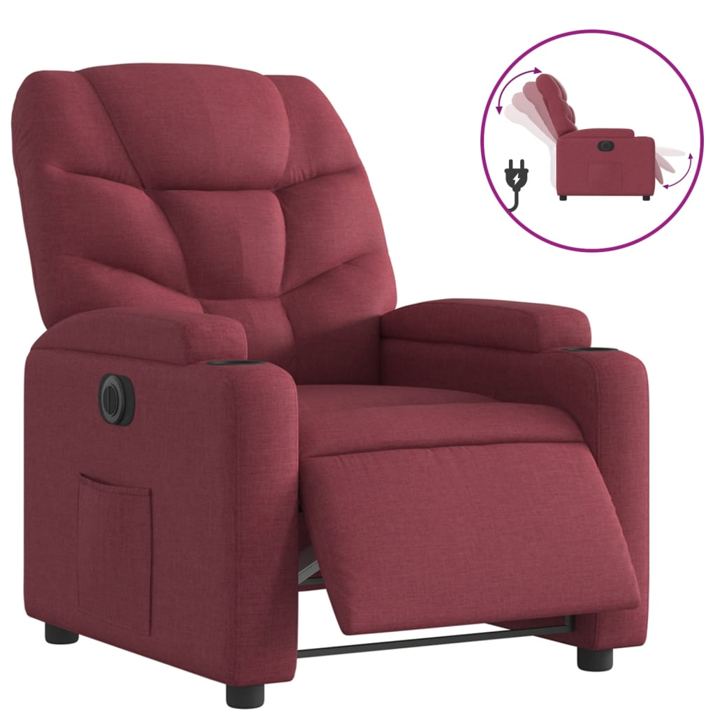 bordó szövet elektromos dönthető fotel (3204575)
