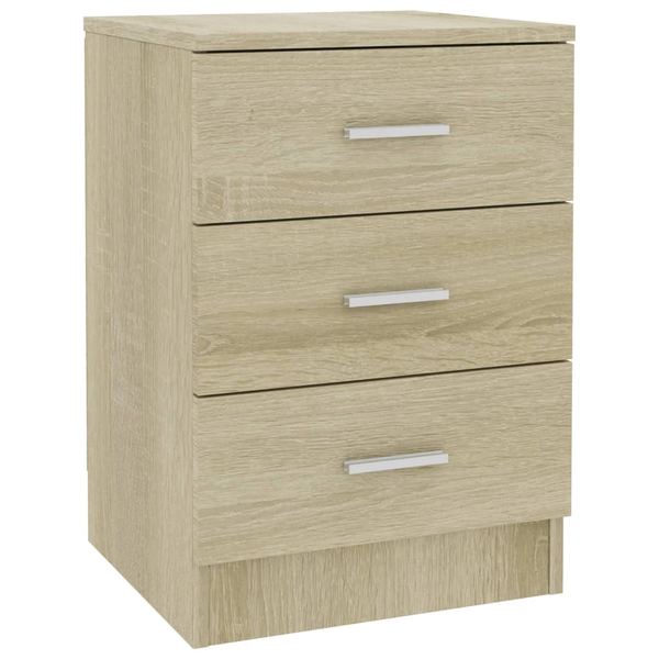Нощно шкафче с 3 чекмеджета vidaXL, ПДЧ, дъб сонома, 38х35х65 см