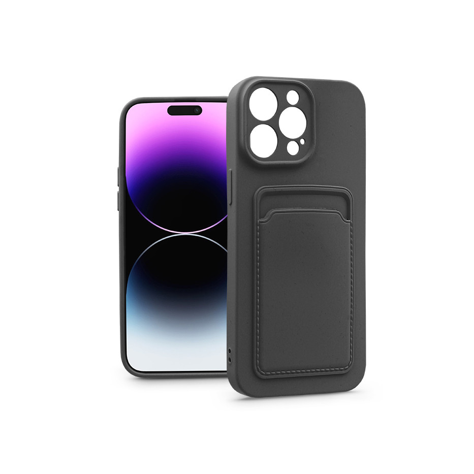 Apple iPhone 14 Pro Max szilikon hátlap kártyatartóval - Card Case - fekete (PT-6741)