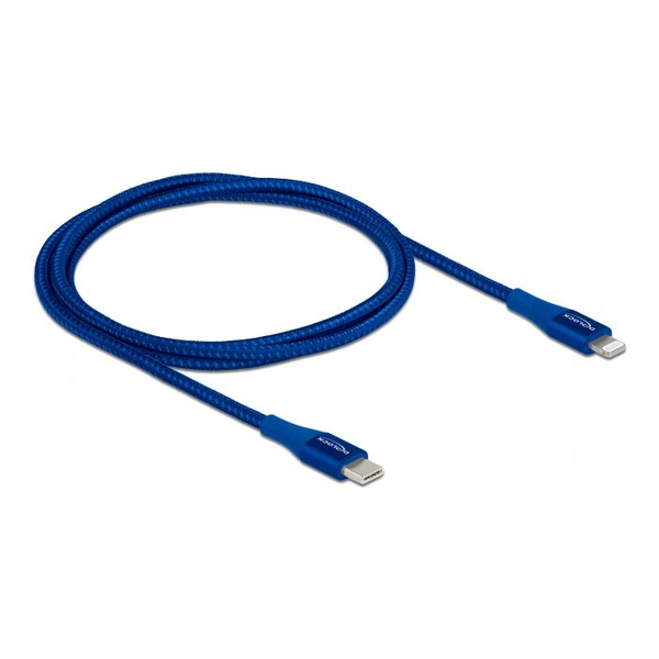 Delock Daten- und Ladekabel USB Type-C™ zu Lightning™ für iPhone™, iPad™ und iPod™ blau 1 m MFi