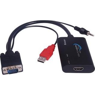 Adapter AV PremiumCord D-Sub (VGA) - HDMI + USB-A + Jack 3.5mm czarny (khcon-04)