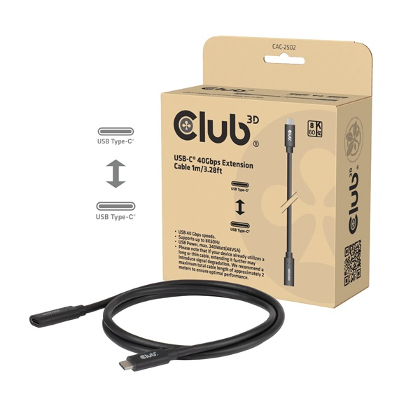 CLUB3D CAC-2502 USB-kabel 1 m USB C Sort