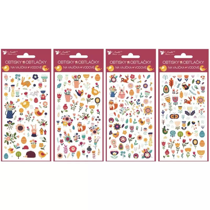 Virágok és állatok tojásdekoráló matricák - 9 x 19 cm - Többféle (AN7900)