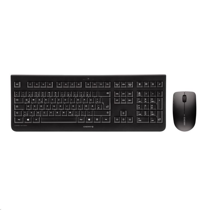 Cherry WD 3000 vezeték nélküli angol billentyűzet + optikai egér fekete (JD-0710EU-2) (JD-0710EU-2)