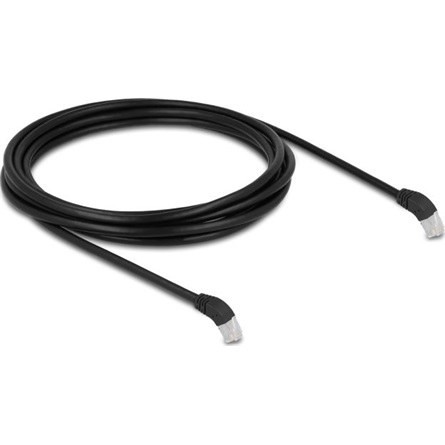Delock RJ45 Netzwerkkabel Cat.6A S/FTP 45° nach unten gewinkelt 3 m schwarz