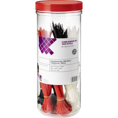 Kábelkötegelő készlet, 100 x 2,5 mm, színes, Tru Components (1570089)