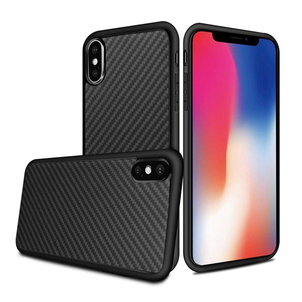 Szilikon telefonvédő (kevlár borítás) FEKETE [Apple iPhone XS 5.8] (5996457835492)
