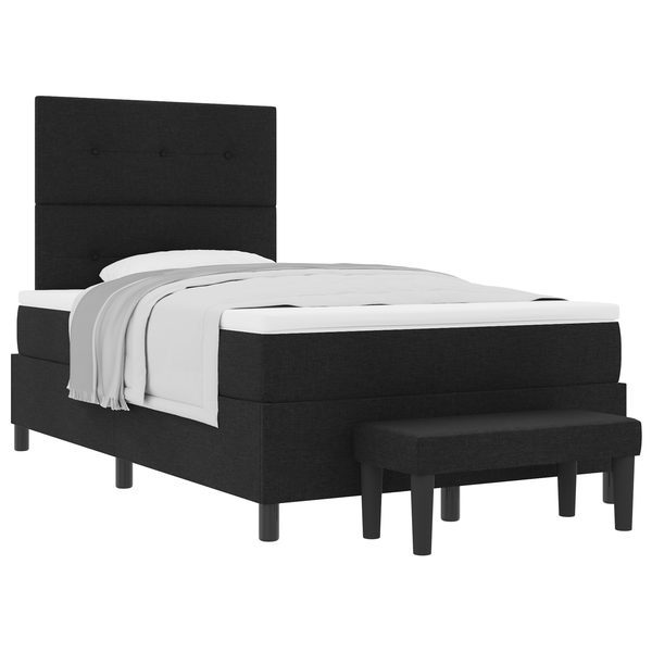 Boxspring ágy matraccal és paddal fekete 120x190 cm szövet