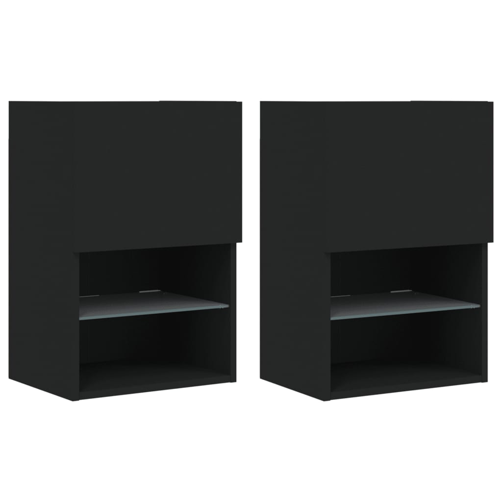 2 db fekete TV-szekrény LED-világítással 40,5 x 30 x 60 cm (837032)