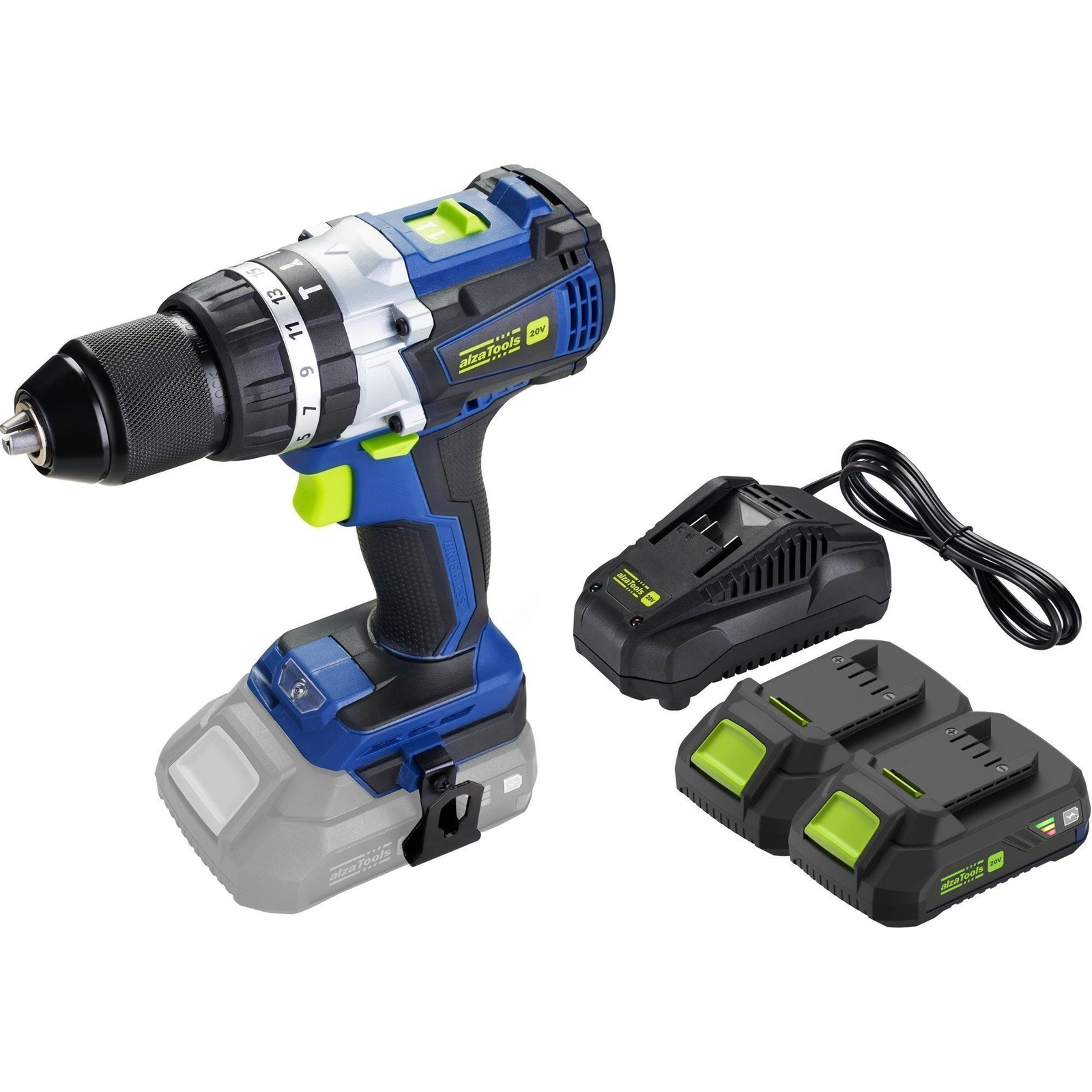 AlzaTools PRO CBHD20V Brushless BatteryONE 20V + 3,5A töltő + 2x 2Ah akkumulátor (BUNATPT003b)