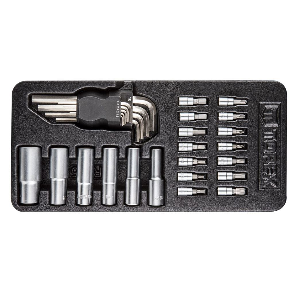 Topex szerszámkészlet 29db, műhelykocsitálcával (79R515) (79R515)