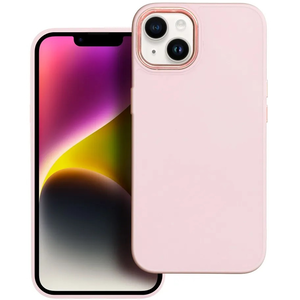 Apple iPhone 16e, Szilikon tok, közepesen ütésálló, fémhatású kamera keret, Frame Case, rózsaszín
