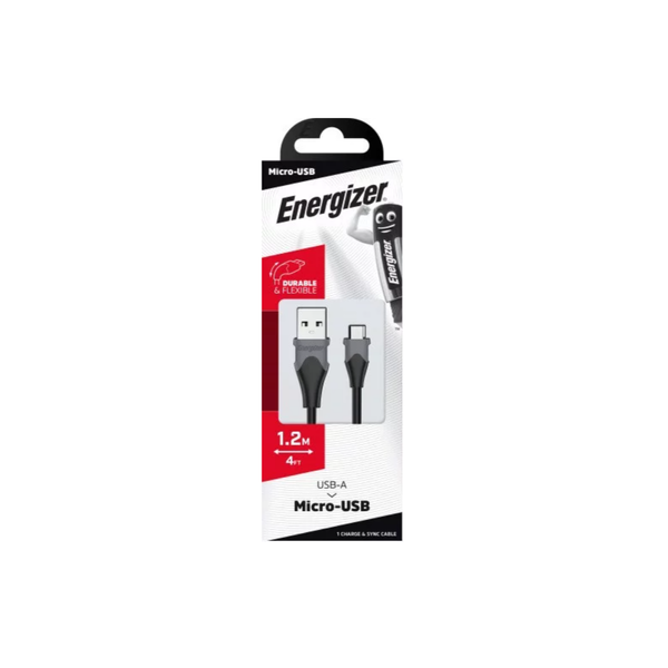 Cablu Energizer MicroUSB Bicolor, 1.2m, Negru