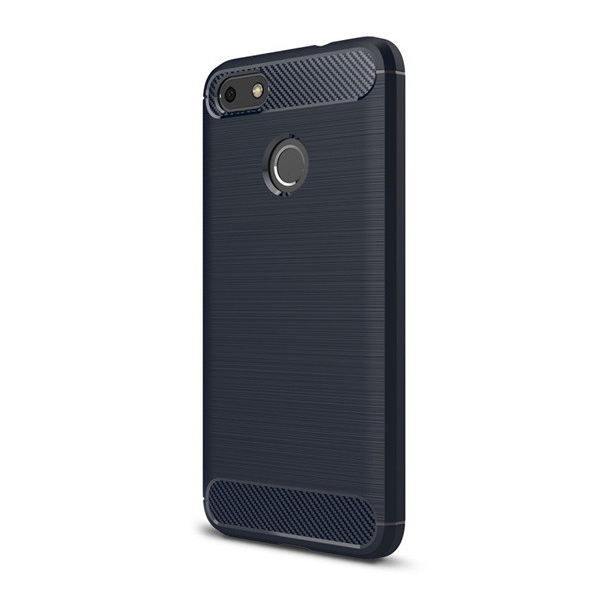 Szilikon telefonvédő (közepesen ütésálló, légpárnás sarok, szálcsiszolt, karbon minta) SÖTÉTKÉK [Huawei P9 Lite Mini] (5996457721627)