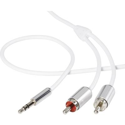 SpeaKa Professional RCA / Jack Audio Csatlakozókábel [2x RCA dugó - 1x Jack dugó, 3,5 mm-es] 1.50 m Fehér SuperSoft köpeny