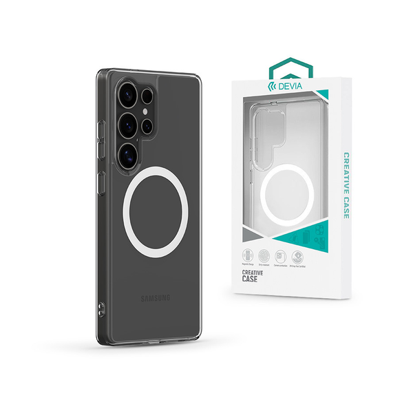 Магнитен удароустойчив калъф Devia Shark Series, съвместим със Samsung Galaxy S25 Plus Transparent