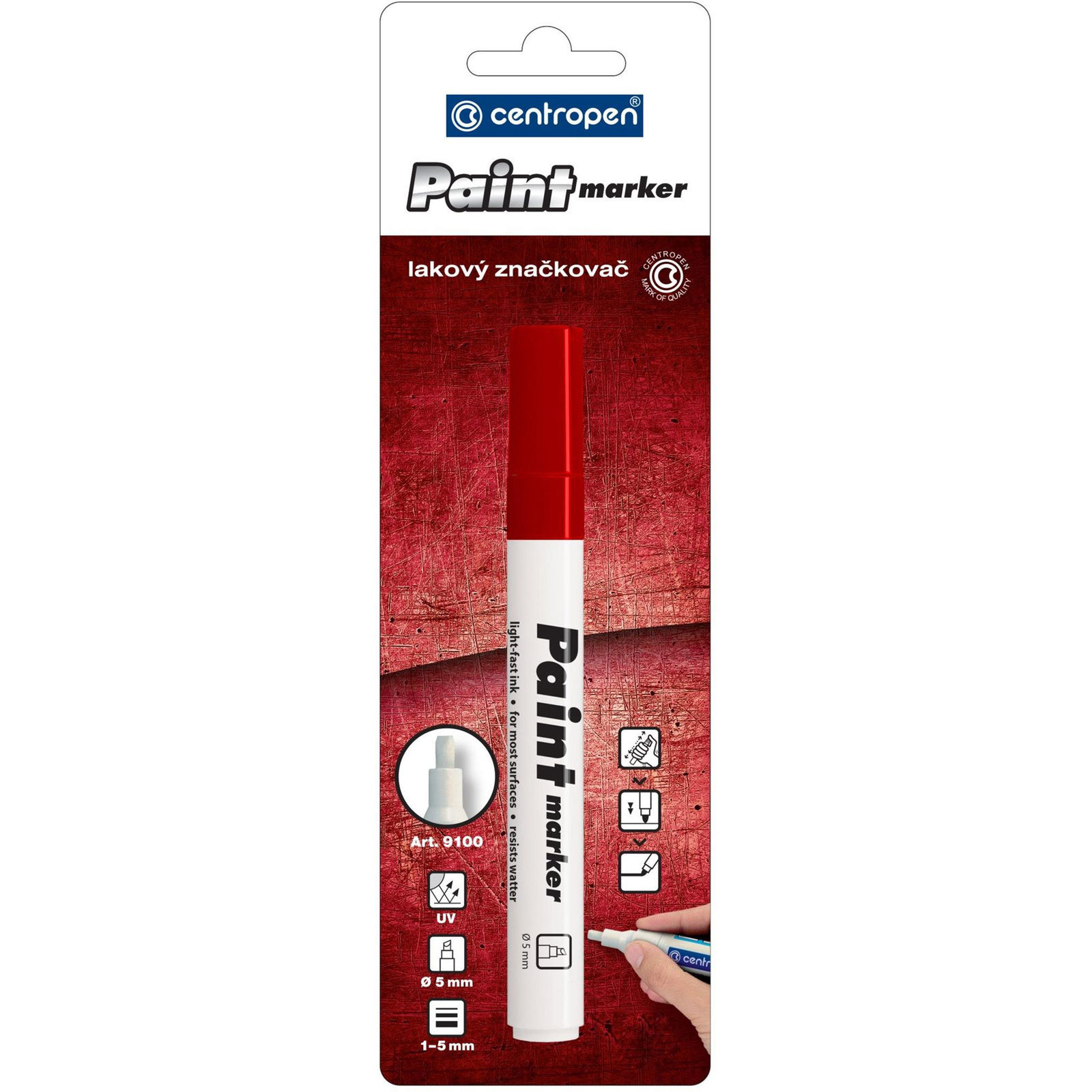 CENTROPEN 9100 - lakk, 2-5mm, piros (8595013625224)