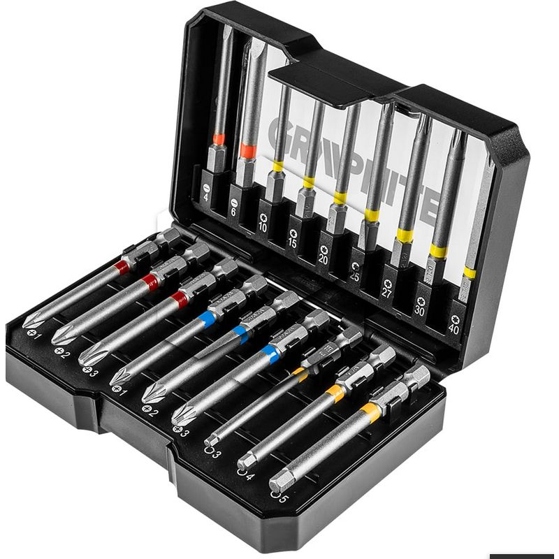 GRAPHITE 56H606 Csavarhúzó Bitkészlet, 18db., Bitek 75mm - 18db (56H606)