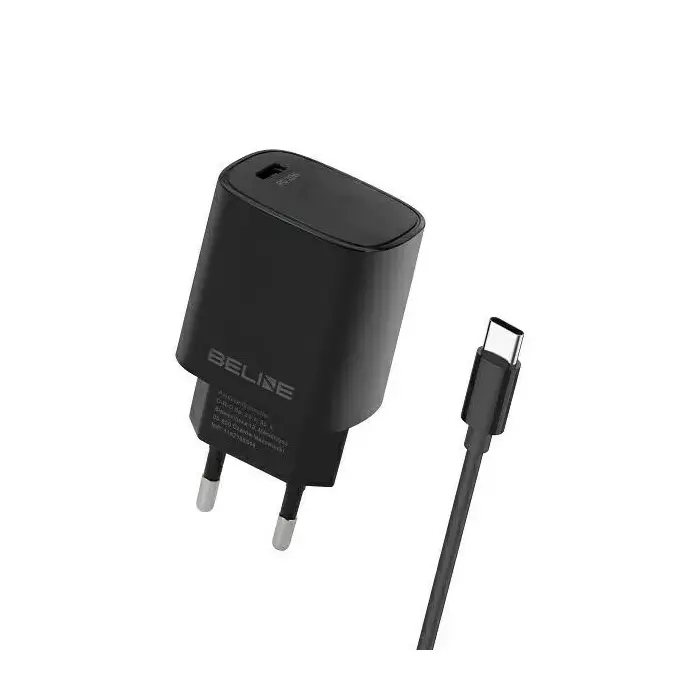 Beline BLNCB20C USB-C Hálózati töltő + USB-C kábel - Fekete (20W) (BELI02164)
