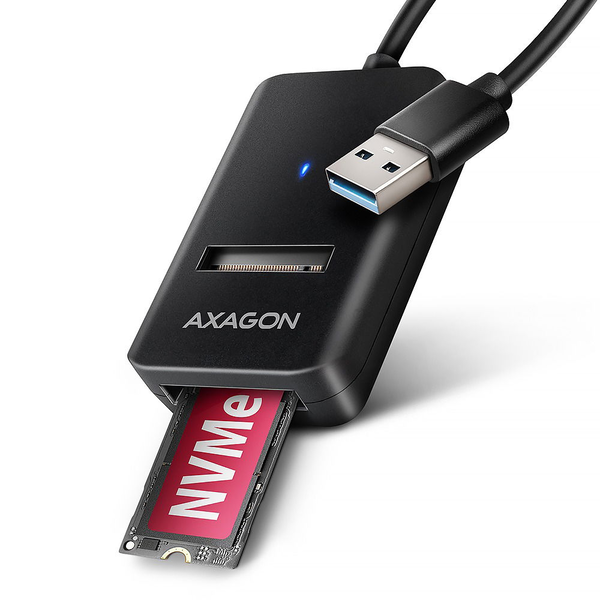 Axagon ADM2-AM USB-A 10Gbps - M.2 NVMe & SATA SSD adaptér, kabelis USB-A 10cm Кутия за SSD диск Черен