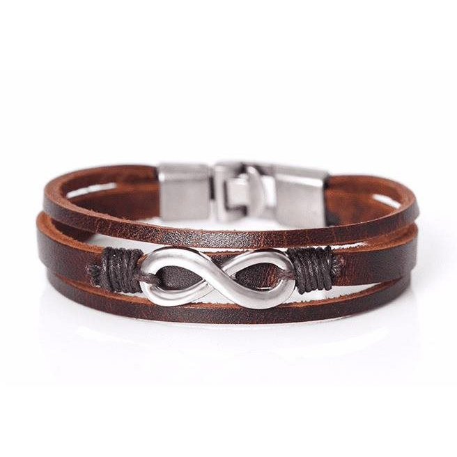 Predator Q1 SLPG1587 bőr karkötő - végtelen barna - 18cm (2315)