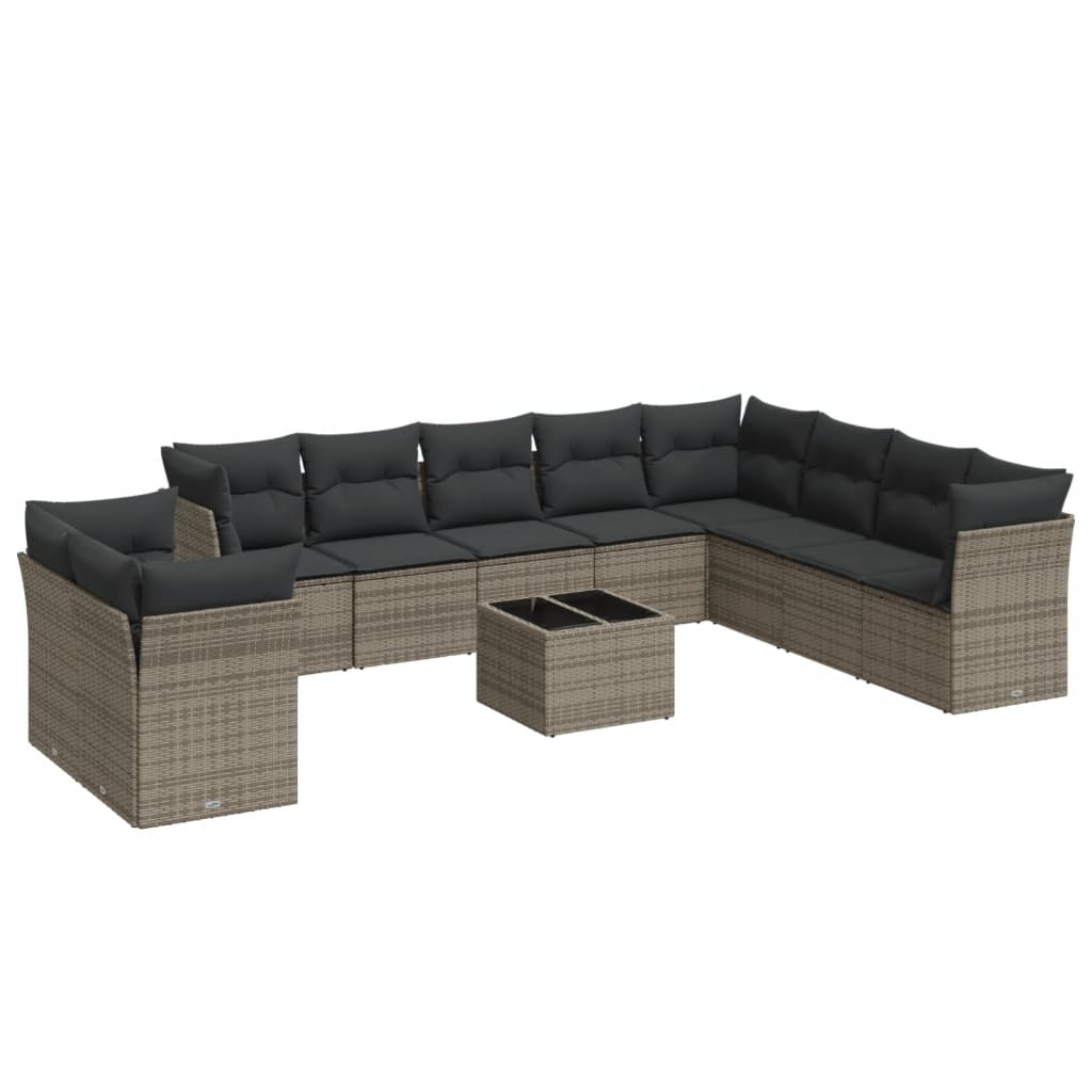 11 részes szürke polyrattan kerti ülőgarnitúra párnákkal (3249709)
